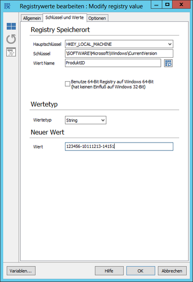 Modify registry value