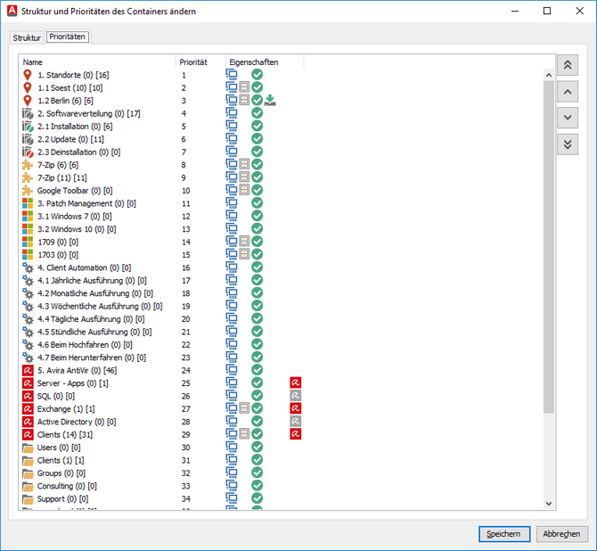 Container: Prioritäten