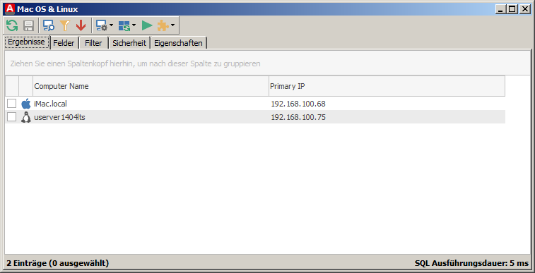Anzeige Linux- und Mac-OS-Clients
