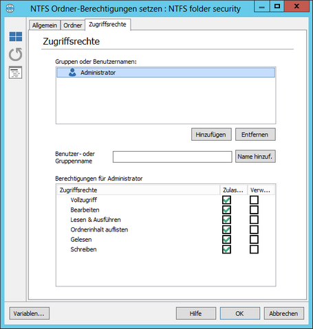 NTFS folder security - Zugriffsrechte