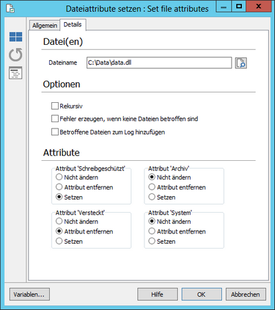 Set file attributes