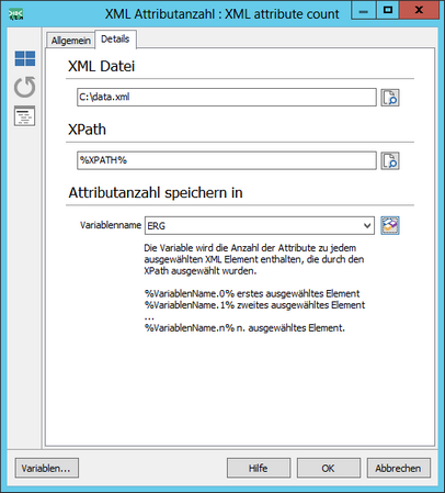 XML attribute count