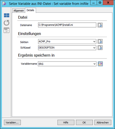 Set variable from inifile