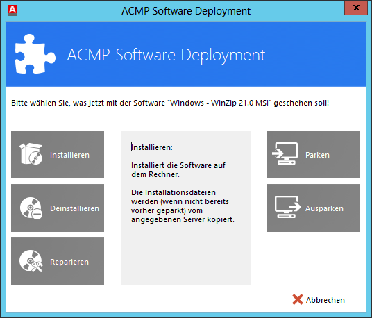 Auswahldialog Softwareverteilung