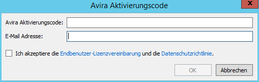 Avira - Aktivierungscode eingeben