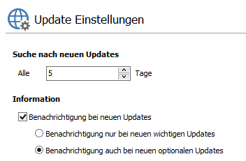 Update Einstellungen