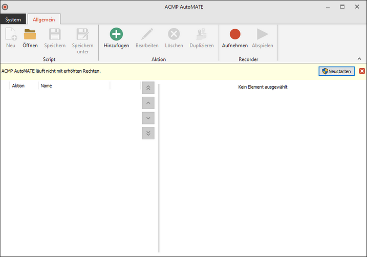 ACMP AutoMATE mit administrativen Rechten neu starten