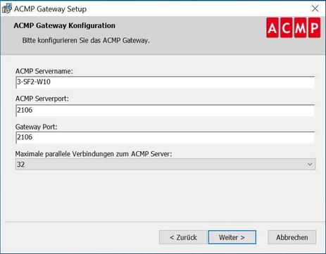ACMP Gateway konfigurieren